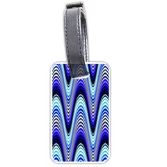 Waves Wavy Blue Pale Cobalt Navy Luggage Tags (one Side)  by Nexatart