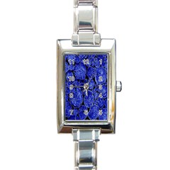 Neon Abstract Cobalt Blue Wood Rectangle Italian Charm Watch