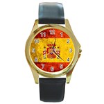 Football World Cup Round Gold Metal Watch