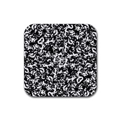 Black And White Abstract Texture Rubber Coaster (square)  by dflcprints