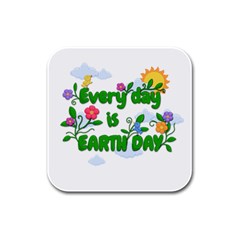 Earth Day Rubber Square Coaster (4 Pack)  by Valentinaart