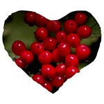 RED BERRIES 2 Large 19  Premium Heart Shape Cushions