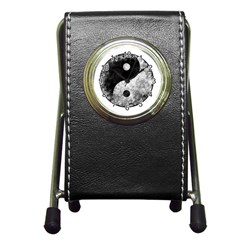 Grunge Yin Yang Pen Holder Desk Clocks