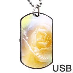 Beautiful Yellow Rose Dog Tag Usb Flash (one Side) by FantasyWorld7