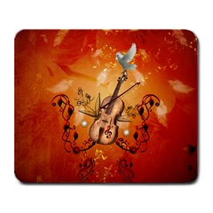 Violin With Violin Bow And Dove Large Mousepads by FantasyWorld7