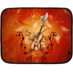 Violin With Violin Bow And Dove Fleece Blanket (mini) by FantasyWorld7