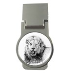 Lion Wildlife Art And Illustration Pencil Money Clips (Round) 