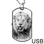 Lion Wildlife Art And Illustration Pencil Dog Tag USB Flash (One Side)