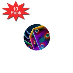 3d Cube Dice Neon 1  Mini Buttons (10 Pack)  by Sapixe