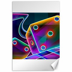 3d Cube Dice Neon Canvas 12  X 18   by Sapixe