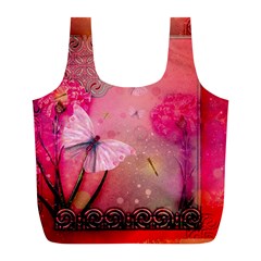 Wonderful Butterflies With Dragonfly Full Print Recycle Bags (l)  by FantasyWorld7