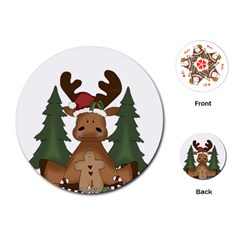 Christmas Moose Playing Cards (round)  by Sapixe