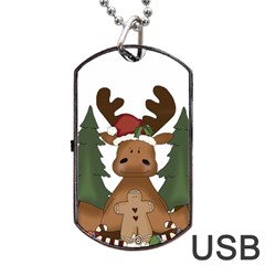 Christmas Moose Dog Tag Usb Flash (one Side) by Sapixe