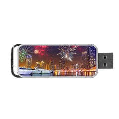 Christmas Night In Dubai Holidays City Skyscrapers At Night The Sky Fireworks Uae Portable Usb Flash (two Sides) by Sapixe