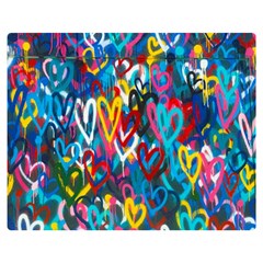 Graffiti Hearts Street Art Spray Paint Rad Double Sided Flano Blanket (medium)  by genx