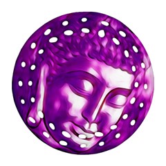 Purple Buddha Art Portrait Round Filigree Ornament (two Sides) by yoursparklingshop