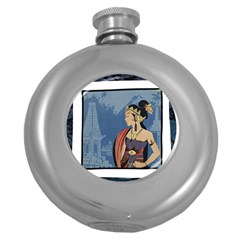 Java Indonesia Girl Headpiece Round Hip Flask (5 Oz)