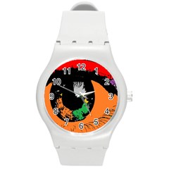 Eyes Makeup Human Drawing Color Round Plastic Sport Watch (m)