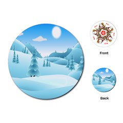 Landscape Winter Ice Cold Xmas Playing Cards (round) 