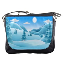 Landscape Winter Ice Cold Xmas Messenger Bags by Nexatart