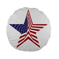A Star With An American Flag Pattern Standard 15  Premium Flano Round Cushions by Nexatart