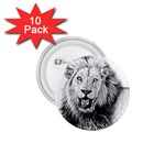 Lion Wildlife Art And Illustration Pencil 1.75  Buttons (10 pack)