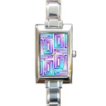 Geometric 3d Metallic Aqua Purple Rectangle Italian Charm Watch