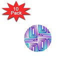 Geometric 3d Metallic Aqua Purple 1  Mini Buttons (10 pack) 