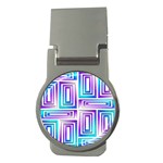 Geometric 3d Metallic Aqua Purple Money Clips (Round) 