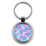 Geometric 3d Metallic Aqua Purple Key Chains (Round) 