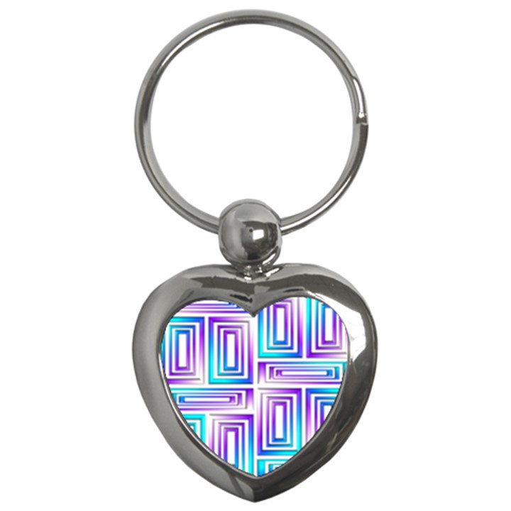 Geometric 3d Metallic Aqua Purple Key Chains (Heart) 