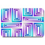 Geometric 3d Metallic Aqua Purple Large Doormat 