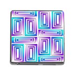 Geometric 3d Metallic Aqua Purple Memory Card Reader (Square)