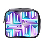 Geometric 3d Metallic Aqua Purple Mini Toiletries Bag 2-Side