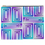 Geometric 3d Metallic Aqua Purple Cosmetic Bag (XXXL) 