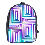 Geometric 3d Metallic Aqua Purple School Bag (XL)