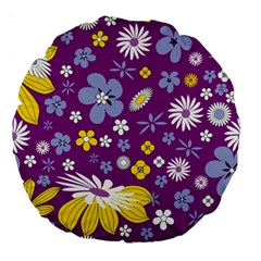 Floral Flowers Large 18  Premium Flano Round Cushions