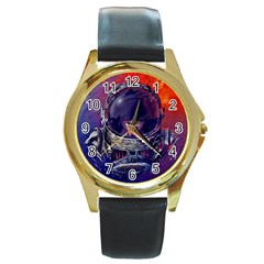 Eve Of Destruction Cgi 3d Sci Fi Space Round Gold Metal Watch by Sapixe