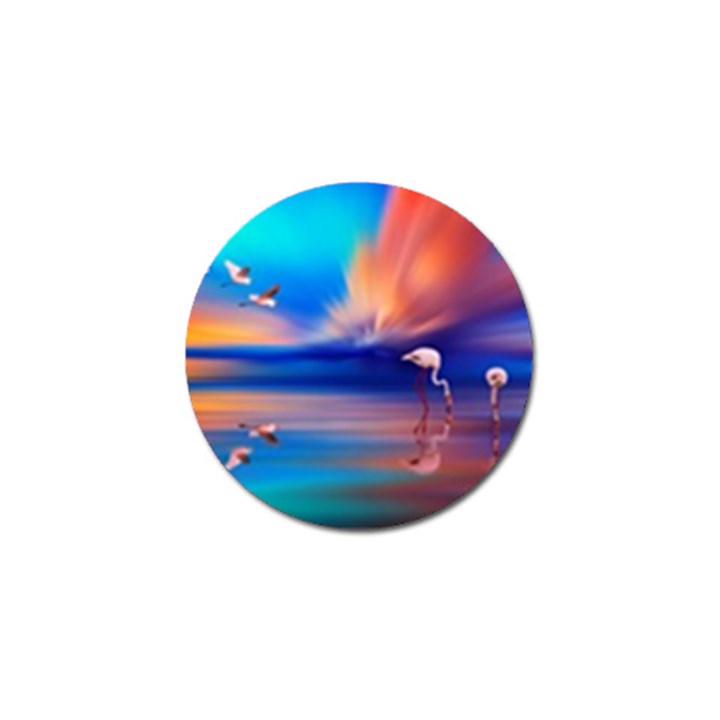 Flamingo Lake Birds In Flight Sunset Orange Sky Red Clouds Reflection In Lake Water Art Golf Ball Marker (10 pack)