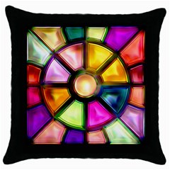 Glass Colorful Stained Glass Throw Pillow Case (black) by Sapixe