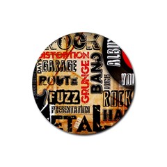 Guitar Typography Rubber Coaster (round)  by Sapixe