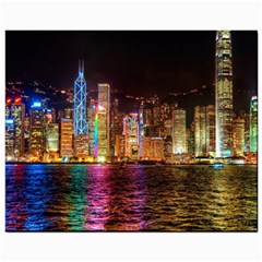 Light Water Cityscapes Night Multicolor Hong Kong Nightlights Mini Button Earrings by Sapixe