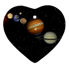 Outer Space Planets Solar System Ornament (heart) by Sapixe