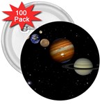 Outer Space Planets Solar System 3  Buttons (100 pack) 