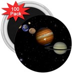 Outer Space Planets Solar System 3  Magnets (100 pack) Front