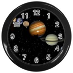 Outer Space Planets Solar System Wall Clocks (Black)