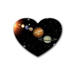 Outer Space Planets Solar System Rubber Coaster (Heart)  Front