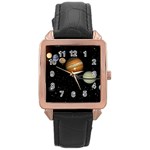 Outer Space Planets Solar System Rose Gold Leather Watch 