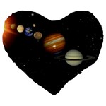 Outer Space Planets Solar System Large 19  Premium Flano Heart Shape Cushions