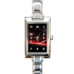 Outer Space Red Stars Star Rectangle Italian Charm Watch by Sapixe